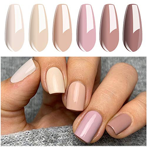 Vishine Gel Nail Polish Set Nude Serises Colection Daily Colour 8MLSoak Off Nail Gel Polish with Gift Box, UV LED Lamp Required for Nail Slaon Home Manicure Gel Nail Kit