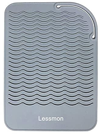 Heat Resistant Mat for Curling Irons, Hair Straightener, Flat Irons and Hair Styling Tools 9 x 6.5, Grey