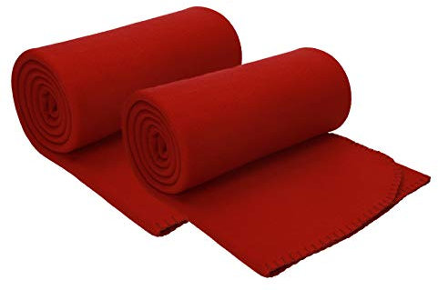 Betz Fleecedecke 2 Stück 130x170 cm 180g/m² – Weiche Wohndecke & Kuscheldecke – Flauschige Sofadecke als Tagesdecke – Leicht, wärmend & pflegeleicht – Farbe dunkelrot