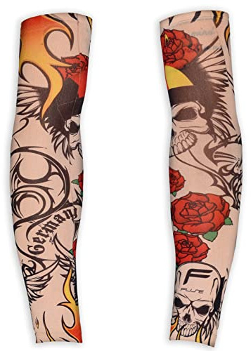 W WIDMANN MILANO Party Fashion 29358 - Tattoo-Ärmel Easy Rider, 1 Paar, sehr realistisch, Armstrümpfe, Biker, Rocker, Sträfling, Verbrecher, Karneval, Mottoparty