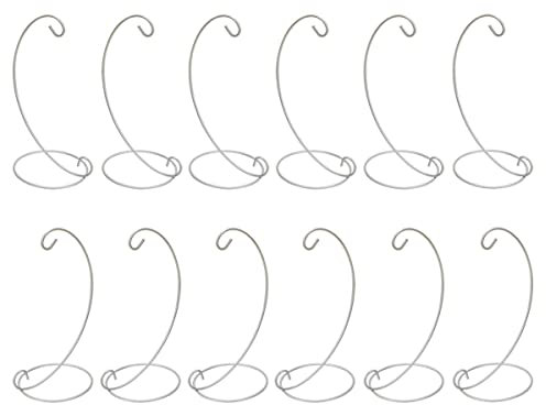 12 Stücke Ornament-Ständer Hängende Glasball Präsentations Ständer Christbaumkugel-Halter zum Aufhängen, Metall, L-Form Halter Haken Candlestick GlasBall Laterne Hängeständer (weiß)