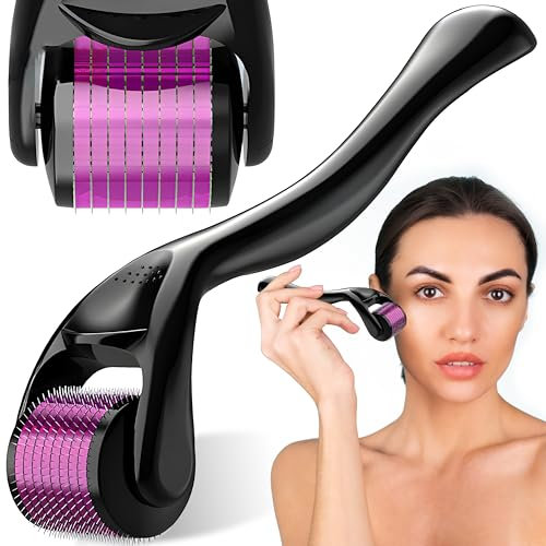 Retoo Derma roller, Bartroller 1,5mm, Microneedling Derma Rolle, Bart Roller für Bartwuchs, Derma roller für Gesicht Körper, Beard, Haare, Nadelroller Anti-Aging, Anti-Falten, Narbenentfernung