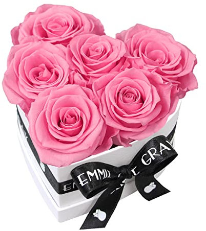 EG EMMIE GRAY Classic Infinity Rosenbox | Herz | Weiß – Traumhafte Infinity Rosen, 1-3 Jahre haltbare Rosen, Flowerbox mit echten, konservierten Rosen, edle Premiumrosen (S, Baby Pink)