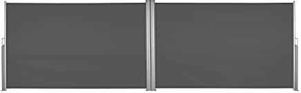 Ventanara® Doppelseitenmarkise ausziehbar Sichtschutz Sonnensegel Windschutz Sonnenschutz Seitenrollo (180 x 600 cm, Grau)
