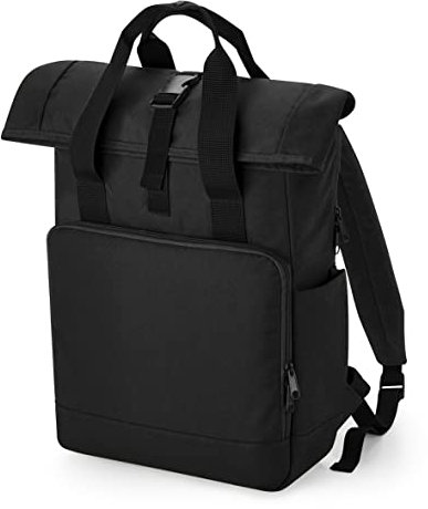 BagBase BG118L Recycled Twin Handle Roll-Top Laptop Backpack - Black