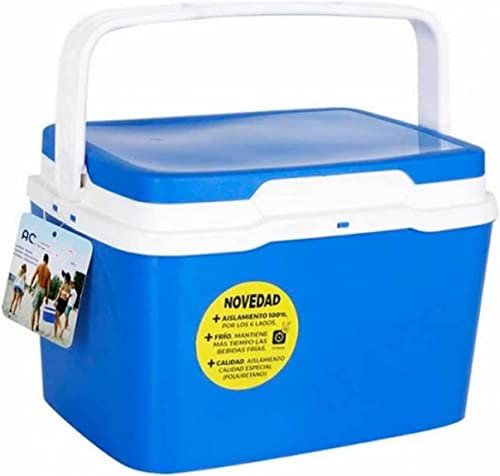 AC Nevera portátil con asa 5 litros Azul y Blanco, Polipropileno, Porta Alimentos para Playa, Acampada, Camping, Disponible en Varios tamaños de distinta Capacidad, Elige el Que prefieras (5 litros)
