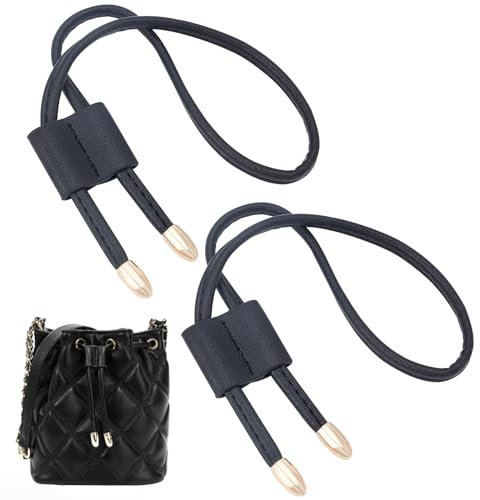 WADORN 2 pcs Correa de Cuero de PU con cordón para Bolso, Cuerda Deslizante de Cuero Negro de 51.5 cm para Bolso Tipo Cubo, Cuerda Ajustable, Correa para Bolso de Mano Accesorios de Bolsillo