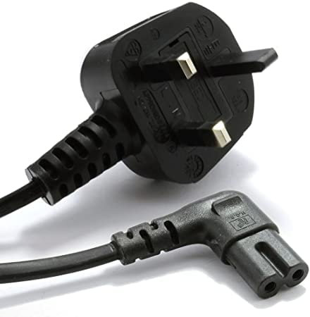 Figure 8 Power Lead 2M - 90 Degree Angle IEC C7 Universal UK Plug - Compatible PS5, Xbox Series X, Smart LED TV, Samsung, LG, Sony TV