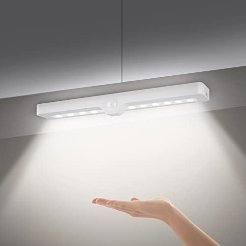 LED Schrankbeleuchtung, Led Schranklicht mit Bewegungsmelder, Unterbauleuchte, LED Aufladbar Lichtleiste Kaltweiss-6000K, mit Stick-On Magnetstreifen, Geeignet für Schränken, Regalen und Vitrinen