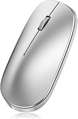 OMOTON Ratón inalámbrico Bluetooth, ratón inalámbrico Delgado y silencioso para Mac OS, iPad OS, Windows, Android Sistema, Plata