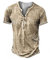Hemd Herren Kurzarm Henley Shirt Männer Freizeithemd Vintage Casual Leicht Baumwolle Slim Fit T-Shirt 1-Khaki