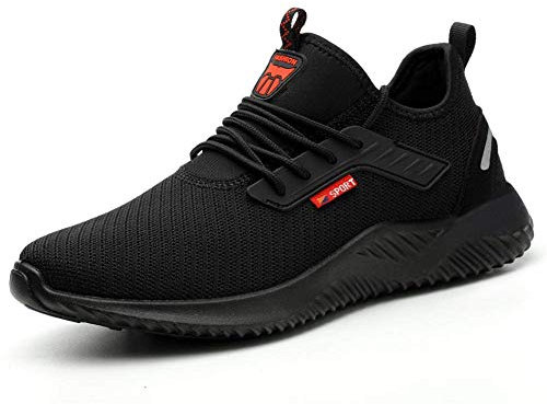 ZOEASHLEY Sicherheitsschuhe Herren Leicht Arbeitsschuhe mit Stahlkappe Gr.36-46 Schwarz143 38 EU