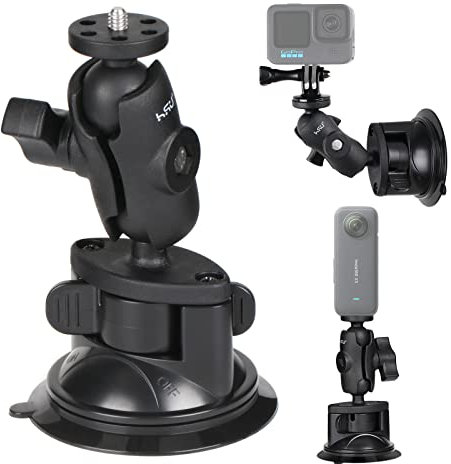HSU Supporto a Ventosa per GoPro, Supporto da Auto per Videocamera d'Azione per Insta360, Perfetto per Parabrezza e Finestrino dell'Auto