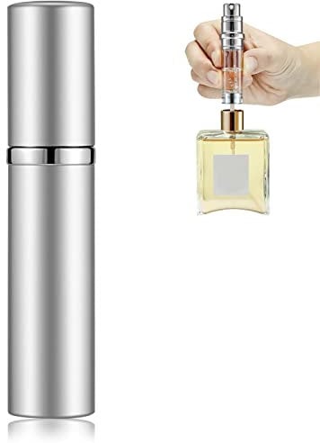 Colexy 5ML Parfümzerstäuber Nachfüllbar, Parfum Zerstäuber Leer, Leer Reise Parfüm Zerstäuber Mini Portable Sprühflasche, Parfüm Behälter, Taschenzerstäuber Parfüm Flaschen (Silber)
