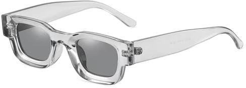 WDZAYXC Rechteckig Polarisiert Sonnenbrille Retro Quadratisch Rahmen Brillen für Damen Herren UV 400 Schutz(grau/grau)