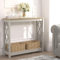 Galano Nova Console Table – Light Grey & Oak – Modern Entryway Table with Storage – Slim Hallway Bookshelf Cabinet – Space-Saving Console for Living Room, Foyer or Bedroom