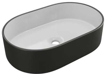 Vente-unique - Lavabo IWA - Bicolor negro con parte interna blanca