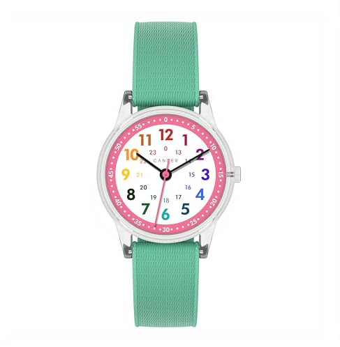 Cander Berlin MNA 0130 P Kinderarmbanduhr mit Klettverschluss Armbanduhr Kinder Mädchen 3 ATM wasserdicht Lernuhr analog Lernen