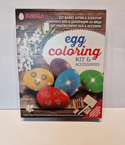 Metma Kit y accesorios para colorear huevos de Pascua, tinte para huevos de 4 colores más tinte perla, cápsulas de tinte para huevos de 6 colores, cristales y bolígrafo