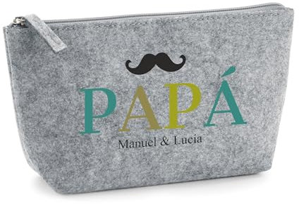 Trousse de voyage personnalisée pour homme – fête des pères – anniversaire – Sac de toilette – Matériau feutre – Sac de rasage, moustache