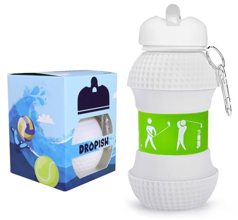 Botella Agua Silicona Diseño golf - Niños, Niñas y Adultos- Plegable - Libre de BPA - Muy Resistente - 550ml