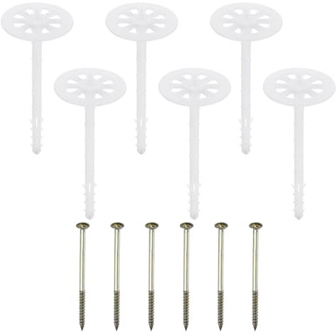 PATIKIL 142mm Perforated Insulation Pins, 30 Pack Insulating Nails Wall Plug Plastic Expansion Bolt for Fixing Foam Boards to Masonry Wall or Ceiling