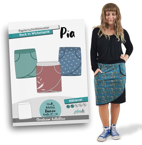 JULENDO Schnittmuster Jersey-Rock in Wickeloptik Pia Gr. 32-54 | Papierschnittmuster für Damen mit Nähanleitung