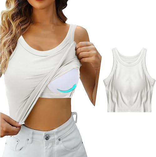 Leinenbluse Damen Sale Unterhemd Mit Integriertem BH Seamless Tank Top Ärmellos Sommer Spaghettiträger
