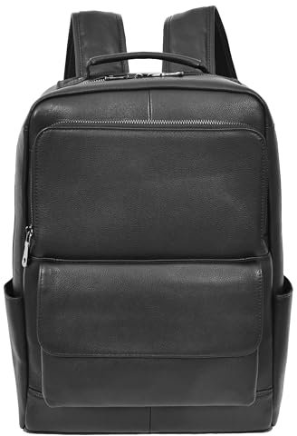 Real Leather Backpack Casual Large Size Laptop Rucksack Clifton Black