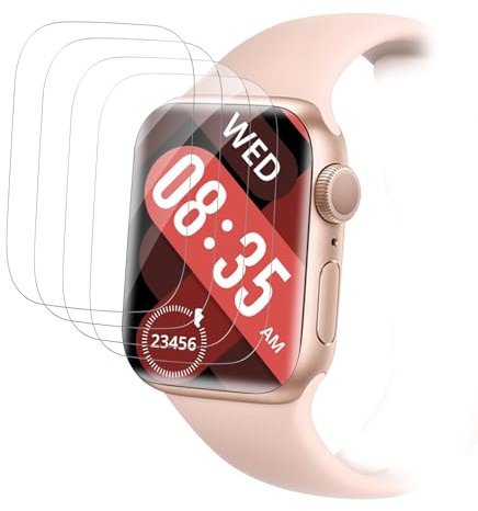 Agedate 4 Stück Schutzfolie für Panzerglas für Apple Watch Series 4/5/6/se 44mm Schutzglas, Flexible TPU Kratzfest Displayfolie für iWatch 44mm Panzerfolie, Ultra HD Displayschutz für iWatch se 44mm