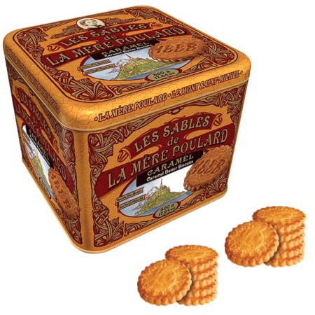 La Mère Poulard® | Galletas Puras De Mantequilla Salada Y Caramelo | Lata de galletas francesas con mantequilla | Galletas De Mantequilla Pura - 500 Gr | Galletas De Regalo De Leche