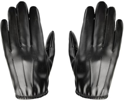 Werownsgso Herren Lederhandschuhe，Schwarz Touchscreen Lederhandschu，Winddicht Fahrhandschuhe，Thermal Fäustlinge Herbst und Winter PU für Outdoor Sport Fahren Motor Radfahren Laufe (M)