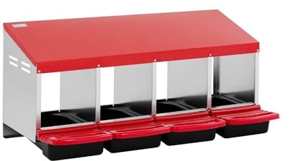 Wiesenfield Legenest Hühner 4 Abteile aus verzinktem Stahl Auffangschalen aus Kunststoff (PP) Belüftungsschlitze wetterfest Hühnernest Abrollnest Wandmontage