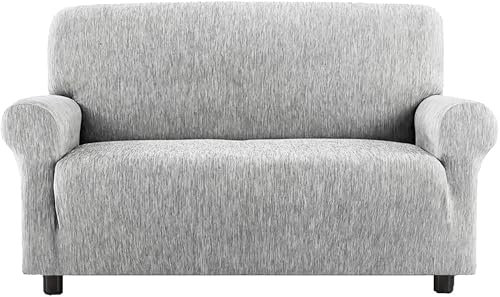 Tex family Sofabezug New York, grau melange, elastisch, kratzfest, für Sofas mit Armlehnen, universell, hergestellt in Italien, Sessel, 60 – 100 cm