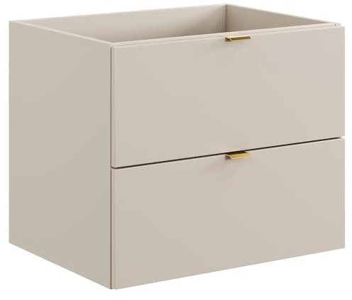 Lomadox Badezimmer Waschtischunterschrank 60 cm in Kaschmir matt, 2 Schubladen