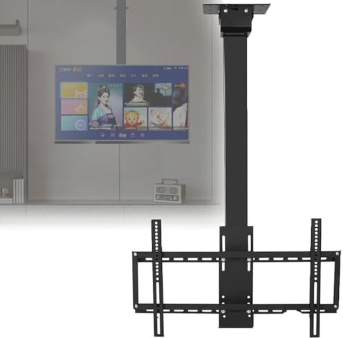 Support TV de plafond motorisé vertical/suspendu, support de plafond TV motorisé télescopique à levage automatique, support de support TV motorisé, pour téléviseur de 32 à 75 pouces