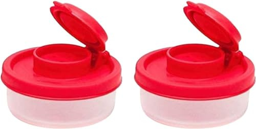 2 Stück rote kleine leere Kunststoff-Gewürzdosen, luftdichte Gewürzdosen, Mini-Salz-Pfefferstreuer, Küche, Reinigung, Lebensmittel, Gewürzbehälter, Box, Camping, Picknick, Outdoor, Küche, Lunch-Boxen