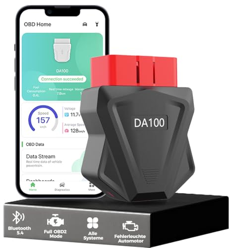 WRQIOO OBD2 Diagnosegerät Bluetooth 5.4 OBD Adapter, Auto Auslesegerät für Alle Autos, Auslesegerät Auto mit Vollen Systemen Diagnose, OBD Scanner für IOS and-roid