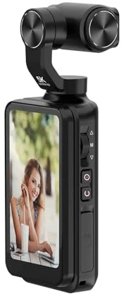 TIEOAXFT M5 Action Camera 4k Handheld Pocket Digital Camcorder 3-axis Gimbal Stabilization IR Night Vision Vlog Videos Camara for Vlogging with External Microphone, Remote Cont