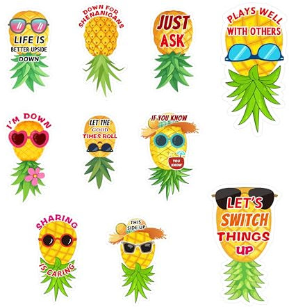 10 Pcs Funny Pineapple Cruise Door Magnets Summer Party Color Gradient Pine Apple Fridge Magnet Tropical Pineapple - Funky Kitchen Decor for Cruise Door Refrigerator Car Stickers