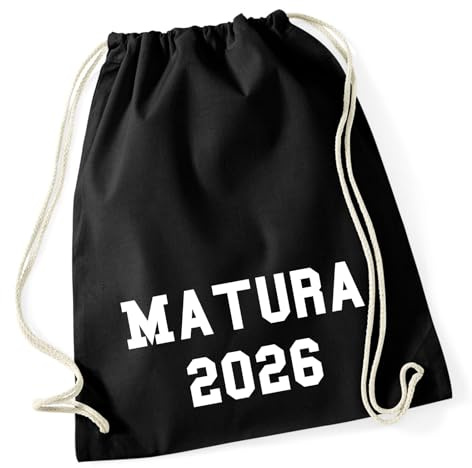 Huuraa Turnbeutel Matura 2026 Abschluss Österreich/Schweiz 12 Liter Black Baumwolle Rucksack Geschenkidee