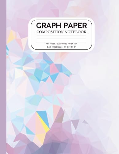Pastel Geometric Crystal Design Graph Paper Composition Notebook: for Math, Design & Creative Planning | 8.5 x 11 inches, Quad Ruled 4x4 Grid, 100 Pages