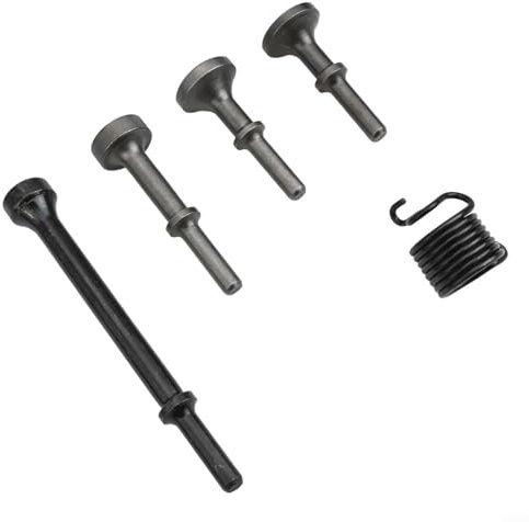 Drucklufthammer-Bit-Set, pneumatische Meißelwerkzeuge zum Glätten von Metallnieten und Reifenreparatur, 5-teiliges Set mit Feder, kompatibel mit 150 mm 1