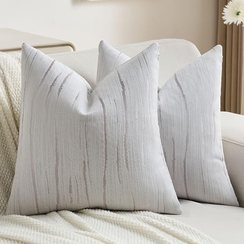 Ystyle 2er Set Kissenbezug 45x45 Chenille Kissenbezüge Sofakissen, Weiche Geprägte Kissenhülle mit Struktur, Luxuriöse Dekorative Dekokissen für Couch, Bett und Heimdekoration, Grau