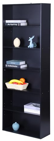 Relaxdays Bücherregal, mehrere Fächer, verstellbare Böden, Buchregal, Standregal Wohnzimmer, Größenwahl, Farbwahl | verstellbare Böden, Buchregal, Standregal Wohnzimmer