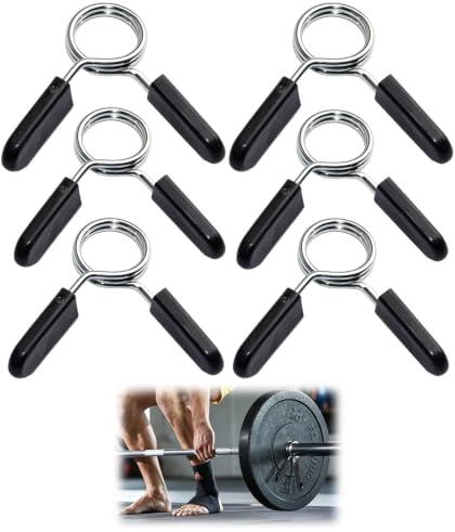 Collares de Clip de Resorte, 6 Piezas 25mm/28mm/30mm Abrazaderas de Resorte | Pinza de Resorte Mancuerna, para Barra de Pesas y Mancuernas, Gym Crossfit, Entrenamiento Fuerza, Fijación Firme Discos