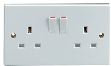Twin Switched Socket, White