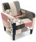 Versa Romantic Patchwork Sessel für Wohnzimmer, Schlafzimmer oder Esszimmer, bequemer und Anderer Sessel, mit Armlehnen, Maßnahmen (H x L x B) 71 x 77 x 65 cm, Baumwolle und Holz, Farbe: Blau