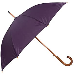 Mountain Warehouse Classic Umbrella - Plain – Extra Protection Patio Brolly, Stylish Sun Umbrella, Lightweight, Curved Wooden Handle Garden Umbrella –For Picnics Berry