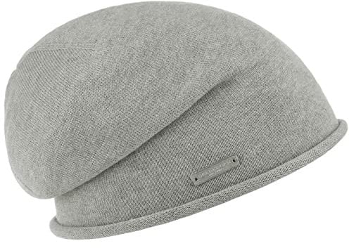 Seeberger Rollrand Beanie Damenbeanie Damenmütze Mütze Strickmütze Damen/Kinder - Long Sommermütze Sommer Frühling-Sommer Herbst-Winter - One Size hellgrau